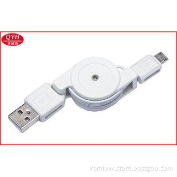 80CM White Retractable Micro USB Cable 5Pin for Phone Charg
